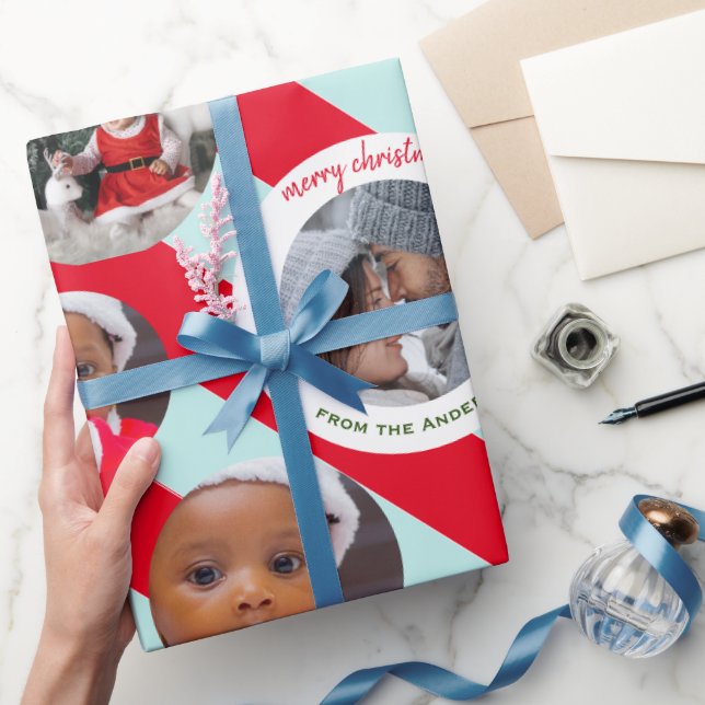 Personlig Red Rand Fab jul tre foto Presentpapper (Gifting)
