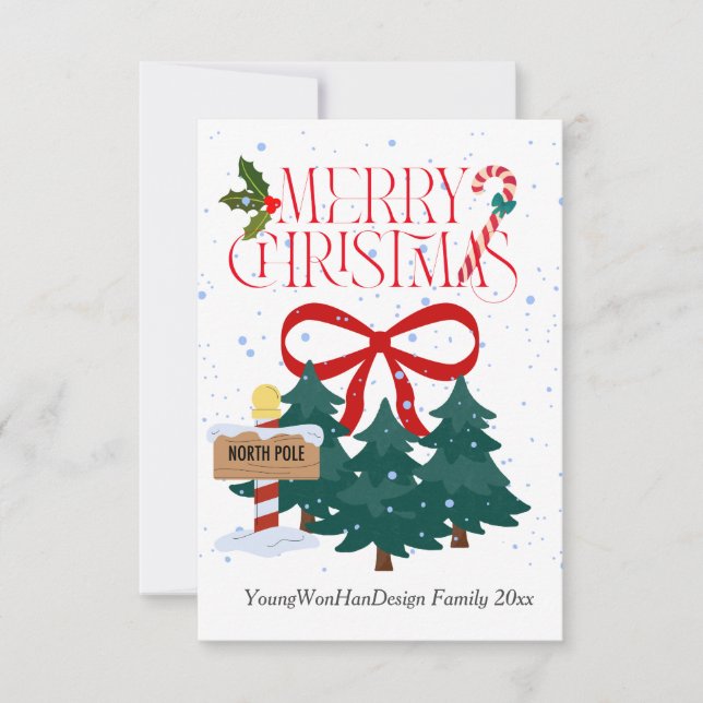Personlig Red Ribbon God jul Card Tack Kort (Framsida)