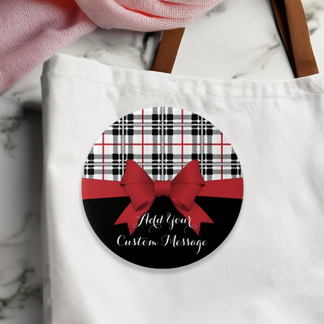 Personlig Red Ribbon och Tartan Play Knapp (Skapare uppladdad)