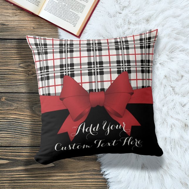 Personlig Red Ribbon och Tartan Play Kudde (Skapare uppladdad)