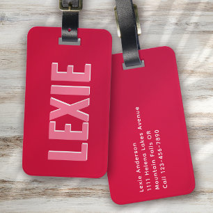 Personlig Red Rosa Monogram Shadow Bagagebricka