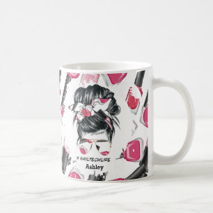 Personlig Red Rosa Nagel Tech Life Mugg
