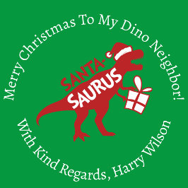 Personlig Red Santa Santa-Saurus Dinosaur Presentpapper