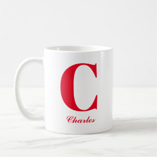Personlig Red Script Initial och Namn Mugg