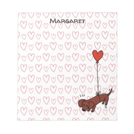 Personlig Red Smooth Dachshund Heart Balloon Anteckningsblock