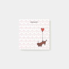 Personlig Red Smooth Dachshund Heart Balloon Post-it Block