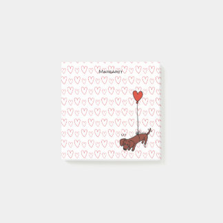 Personlig Red Smooth Dachshund Heart Balloon Post-it Block