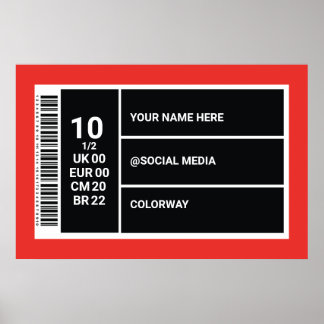 Personlig Red Sneaker Wall Art Sneaker Box 1/2 Poster