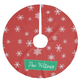 Personlig Red Snowflake-julskirt Julgransmatta Borstad Polyester