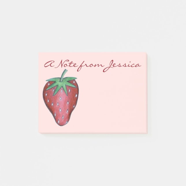 Personlig Red Strawberry Fruit Berry Post its Post-it Block (Framsida)