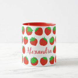 Personlig Red Strawberry Mugg med Namn