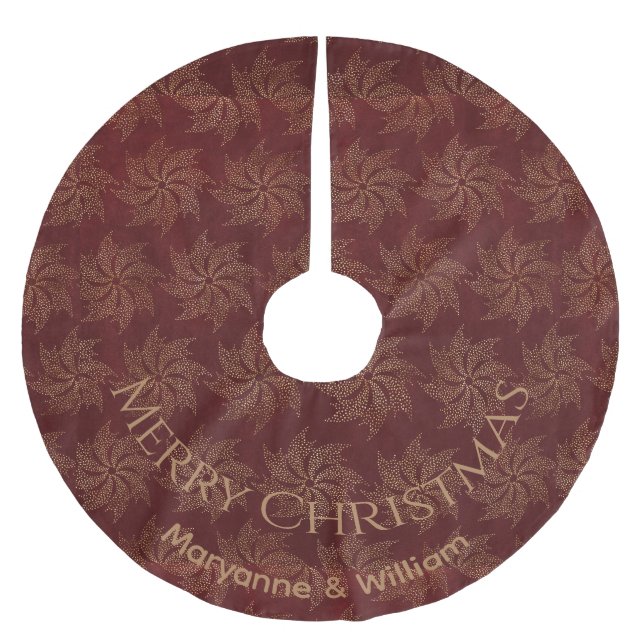 Personlig Red Tan Swirls Design Julgransmatta Borstad Polyester (Framsidan)