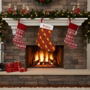Personlig Red Tartan-julklapp Liten Julstrumpa