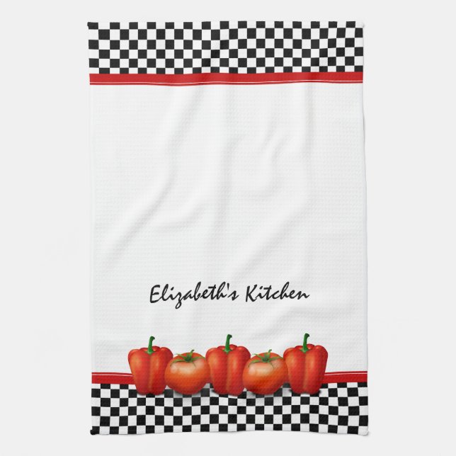 Personlig Red Tomates Pepper Italienska Stil Kökshandduk (Vertikal)