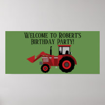 Personlig Red Tractor Grönt Födelsedagsfest