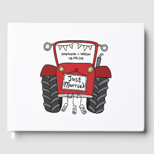 Personlig Red Tractor Land Farm Bröllop Gästböcker