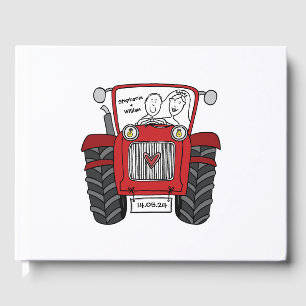 Personlig Red Tractor Land Farm Bröllop Gästböcker