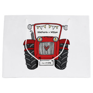 Personlig Red Tractor Landsbyggsbröllop Gift Bag