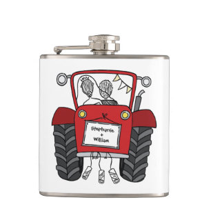 Personlig Red Tractor Landsbyggsbröllop Gift Fickplunta