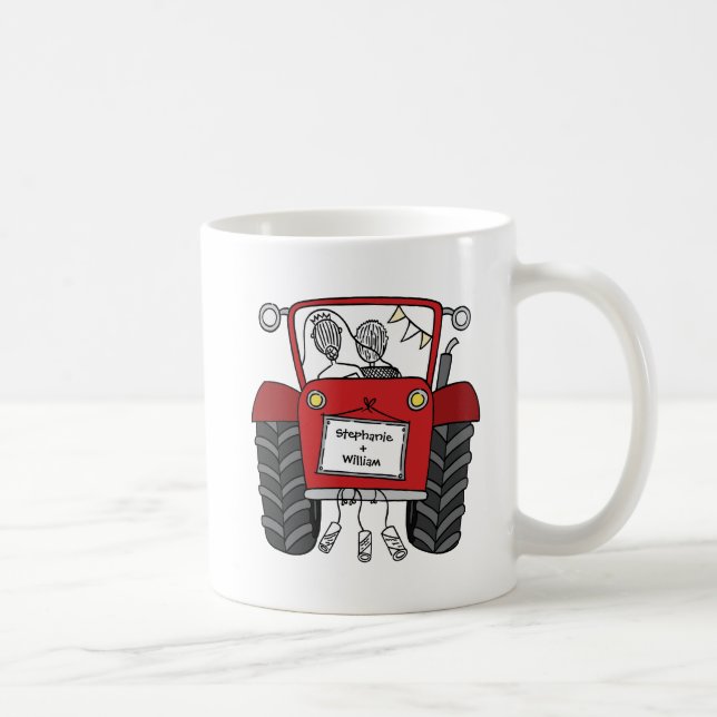 Personlig Red Tractor Landsbyggsbröllop Gift Kaffemugg (Höger)