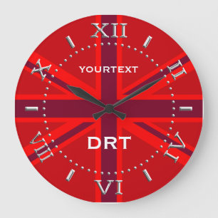 Personlig Red Union Jack British Flagga Dial Stor Klocka