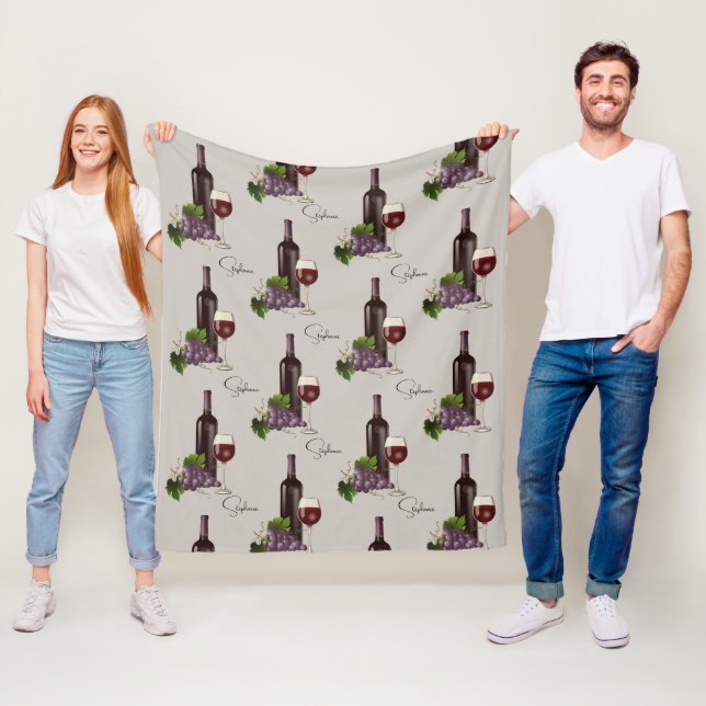 Personlig Red Vin Mönster Fleecefilt (På plats)