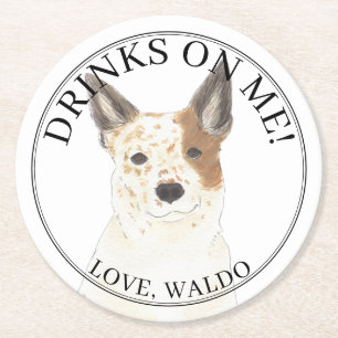 Personlig Red White Australian Cattledog Heeler Underlägg Papper Rund