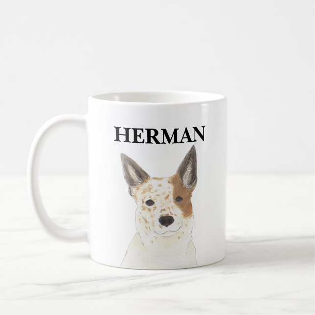 Personlig Red & White Heeler Cattledog Kaffemugg (Vänster)