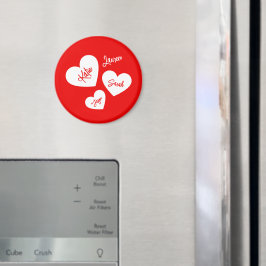 Personlig Red & White Mor Hearts Magnet