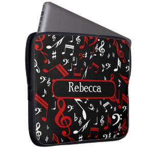 Personlig Red White och Black Musik noter Laptop Sleeve