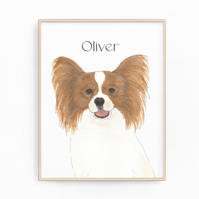 Personlig Red & White Papillon Hund Art Fototryck (Skapare uppladdad)