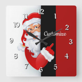 Personlig Red & White Santa Fyrkantig Klocka