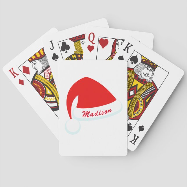 Personlig Red & White Santa Hat-uppspelningskort Casinokort (Baksidan)