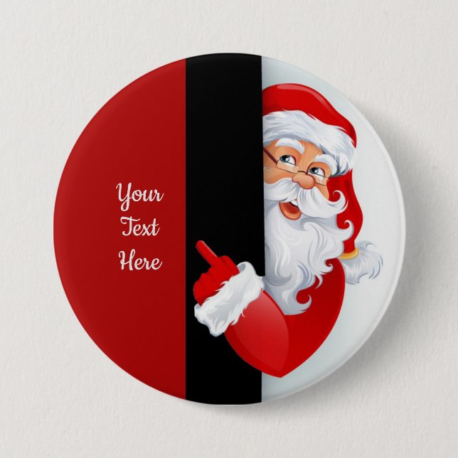 Personlig Red & White Santa Knapp (Framsida)