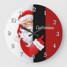 Personlig Red & White Santa Stor Klocka