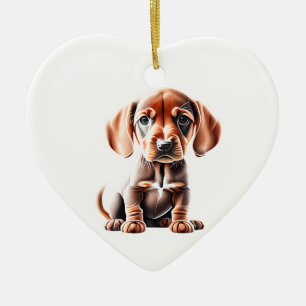 Personlig Redbone Coonhound Puppy Julgransprydnad Keramik