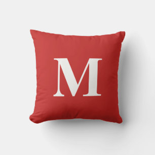 Personlig redigerbar färg monogram röd vit kudde
