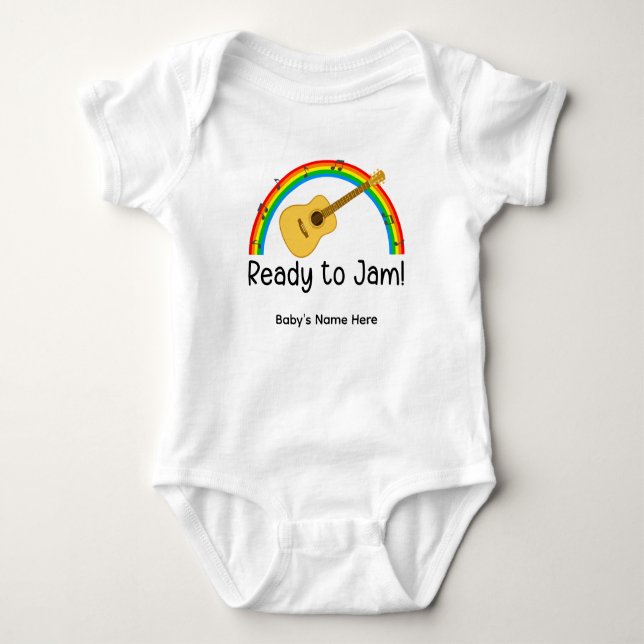 Personlig "Redo att Jamma" Gitarr Baby Bodysuit T Shirt (Framsida)