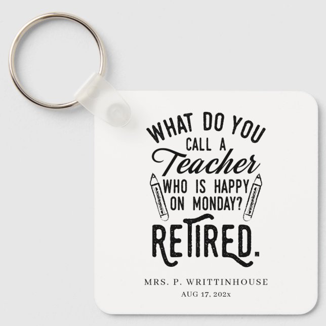 Personlig Redragen Teacher School Principal Nyckelring (Framsida)