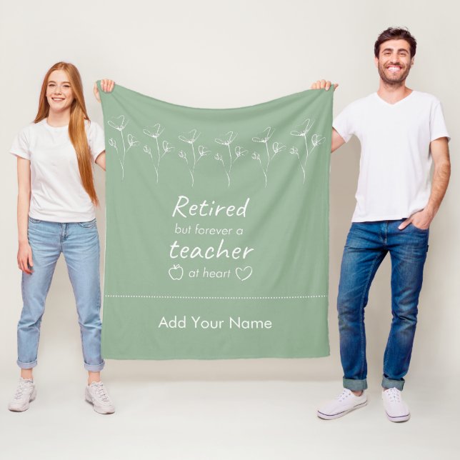 Personlig Redraget Lärare Sage Grönt White Fleecefilt (På plats)