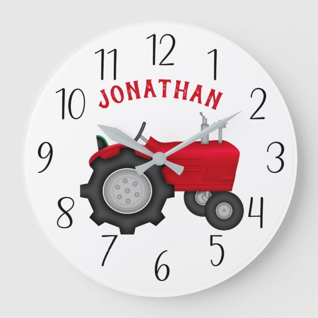 Personlig RedTractor Wall Clock Stor Klocka (Framsida)