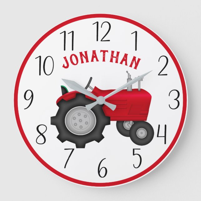 Personlig RedTractor Wall Clock Stor Klocka (Framsida)