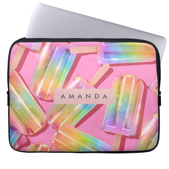 Personlig Regnbåge Glitter Pinnstång Drömt Laptop Fodral (Framsidan)