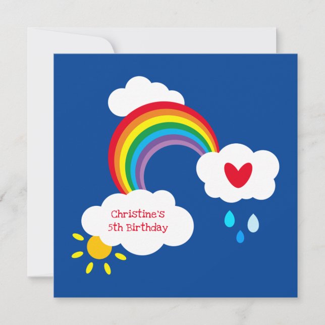 Personlig regnbåge, moln, regn och sol födelsedag (Framsida)