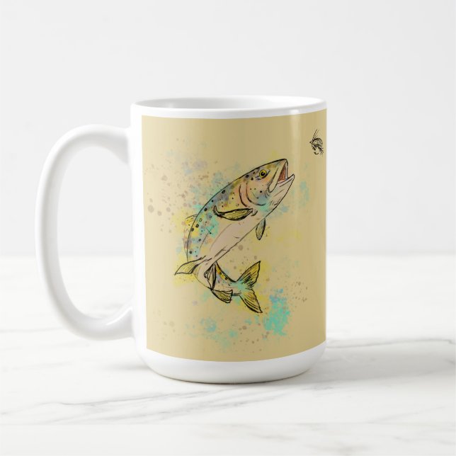 Personlig Regnbåge Trout 15oz. Ceramic Mugg (Vänster)