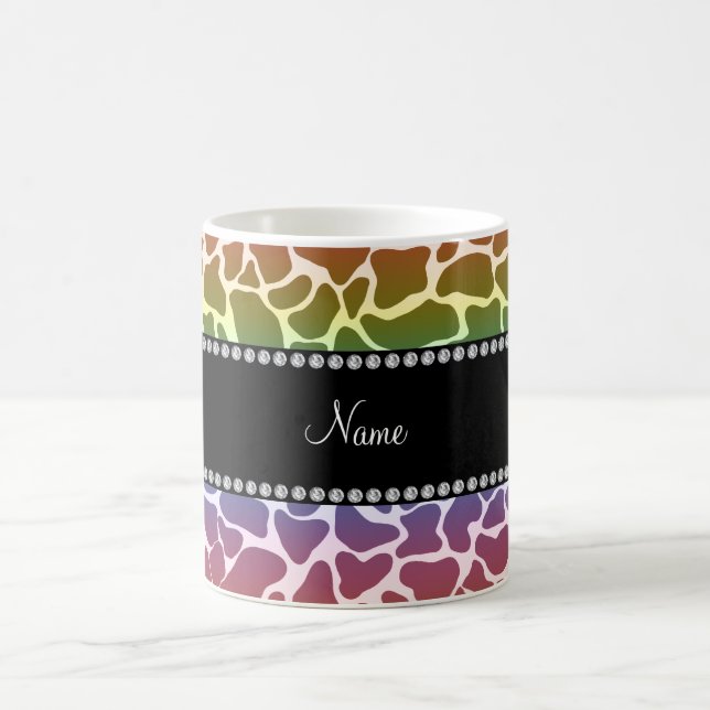 Personlig regnbågsgiraffe mönster kaffemugg (Center)