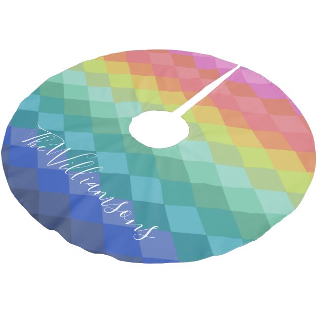 Personlig regnbågsgradient geometrisk jul julgransmatta borstad polyester (Vinklad)