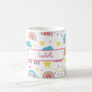 Personlig regnbågskopp för flickor med namn kaffemugg