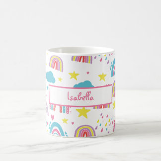 Personlig regnbågskopp för flickor med namn kaffemugg