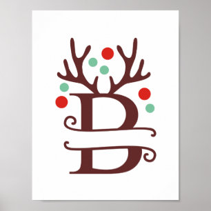 Personlig Reindeer Brev B Split Monogram Poster